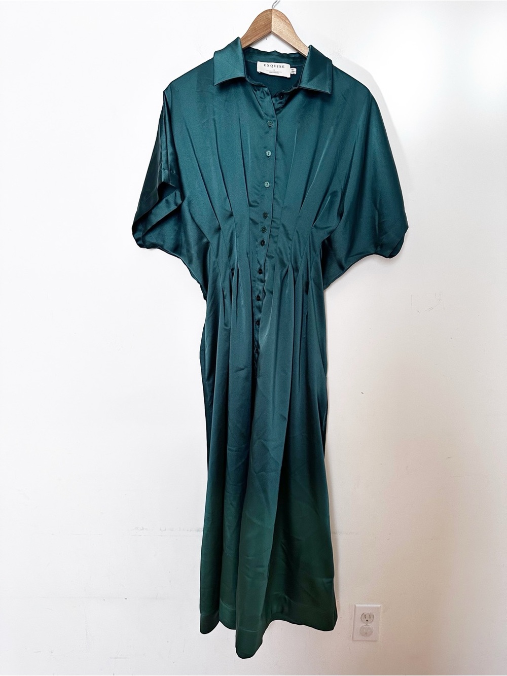 Anthropologie The Tobie Satin Shirt Dress by Exquise - Picture 5 of 8